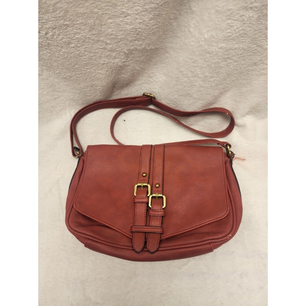 Red Merona Faux Leather Crossbody Messenger Bag Purse